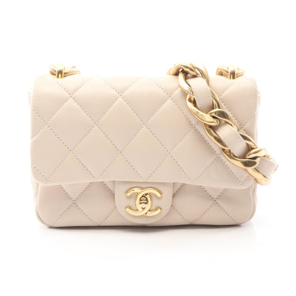 マトラッセ スモールフラップバッグ チェーンショルダーバッグ ラムスキン ライトベージュ ゴールド金具 シャネル バッグ CHANEL
