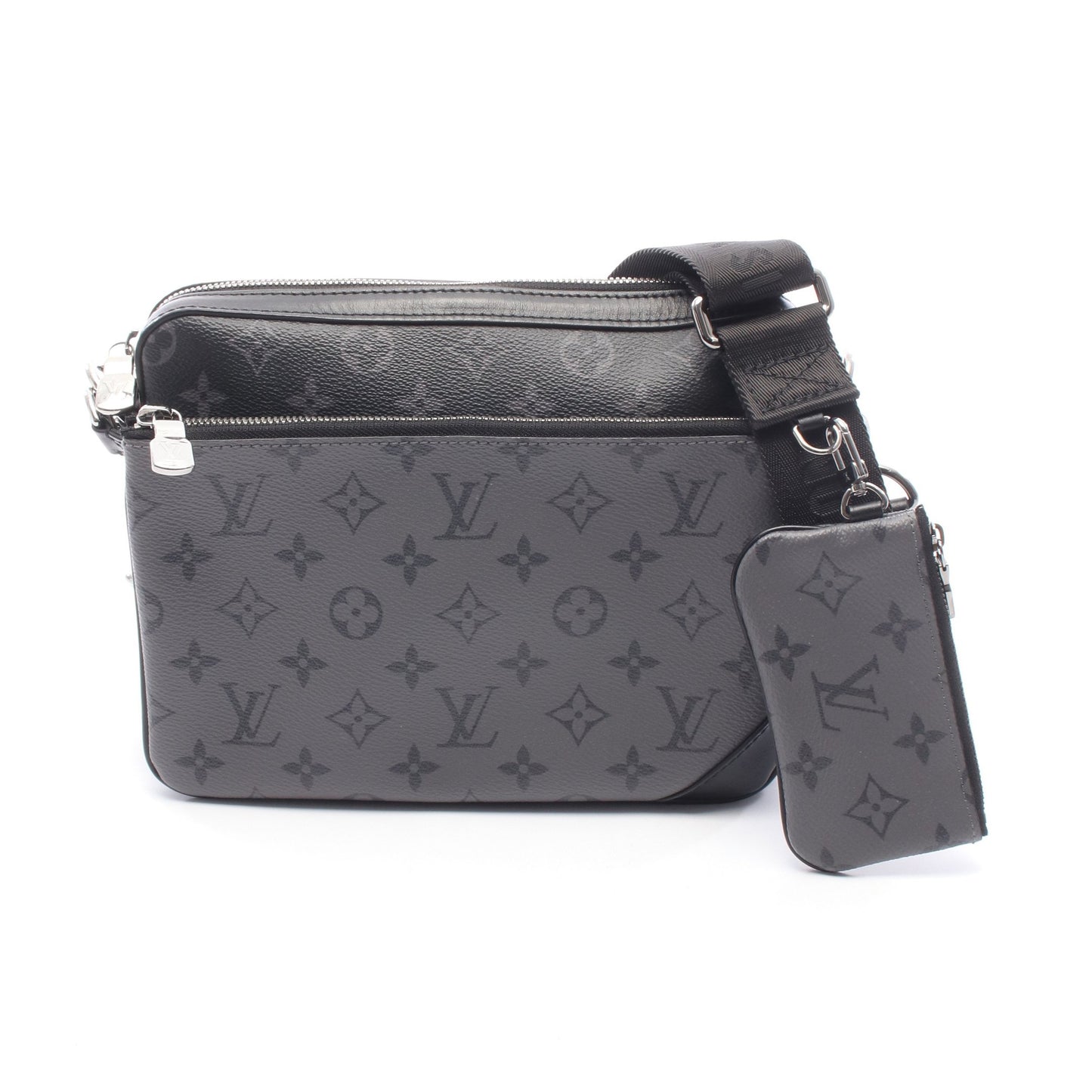 トリオ メッセンジャー モノグラム エクリプス ショルダーバッグ PVC レザー ブラック グレー ルイヴィトン バッグ LOUIS VUITTON