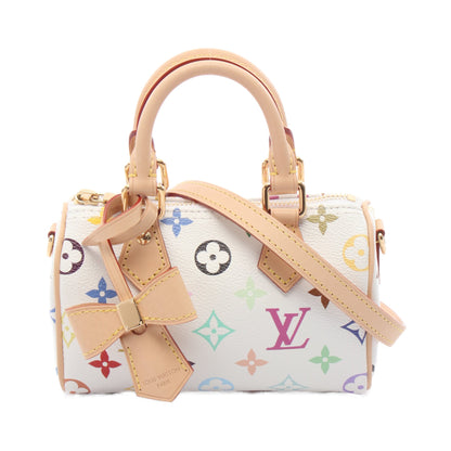 LV × TM ナノ スピーディ モノグラムマルチカラー ハンドバッグ PVC レザー ホワイト 2WAY ルイヴィトン バッグ LOUIS VUITTON