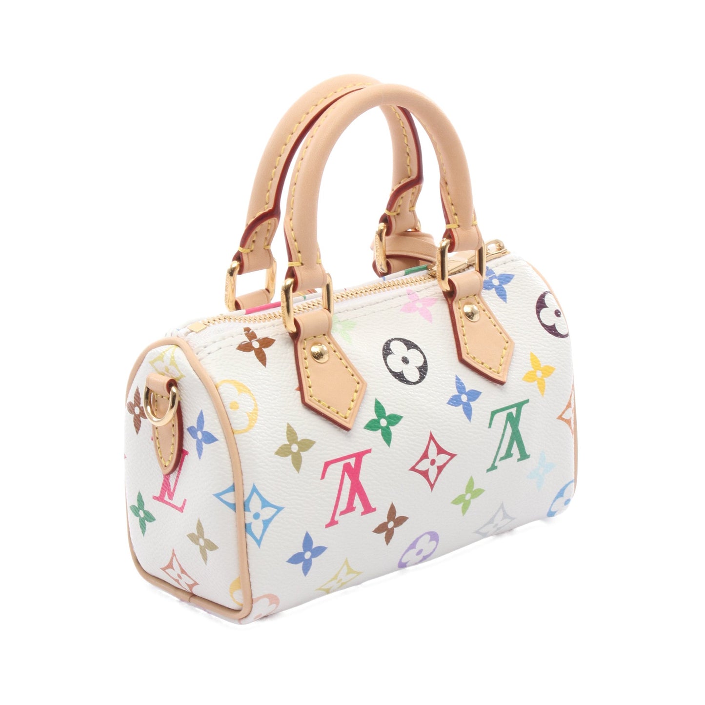 LV × TM ナノ スピーディ モノグラムマルチカラー ハンドバッグ PVC レザー ホワイト 2WAY ルイヴィトン バッグ LOUIS VUITTON