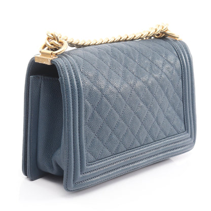 ボーイシャネル チェーンショルダーバッグ キャビアスキン ブルーグリーン ゴールド金具 シャネル バッグ CHANEL