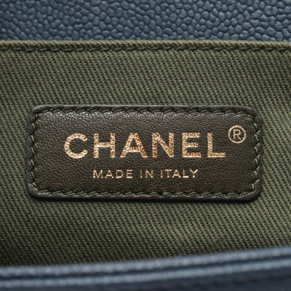 ボーイシャネル チェーンショルダーバッグ キャビアスキン ブルーグリーン ゴールド金具 シャネル バッグ CHANEL