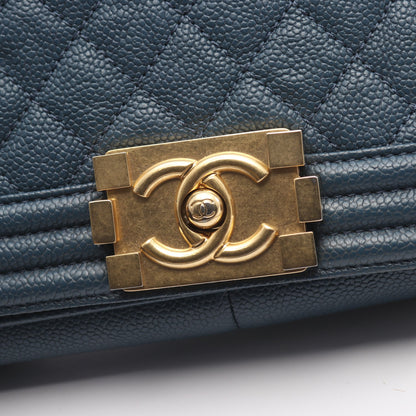 ボーイシャネル チェーンショルダーバッグ キャビアスキン ブルーグリーン ゴールド金具 シャネル バッグ CHANEL