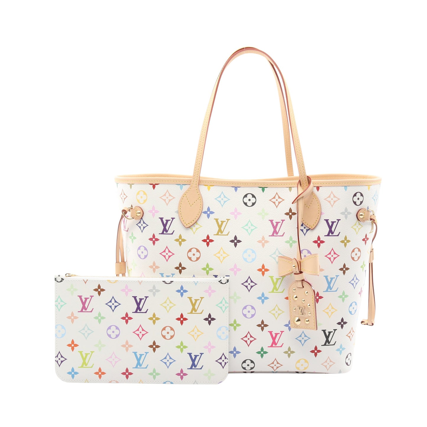 LV × TM ネヴァーフルMM モノグラムマルチカラー ショルダーバッグ トートバッグ PVC レザー ホワイト ルイヴィトン バッグ LOUIS VUITTON