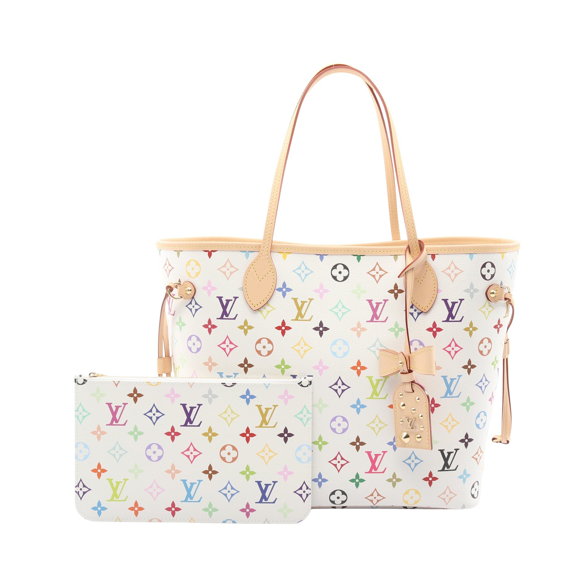 LV × TM ネヴァーフルMM モノグラムマルチカラー ショルダーバッグ トートバッグ PVC レザー ホワイト ルイヴィトン バッグ LOUIS VUITTON