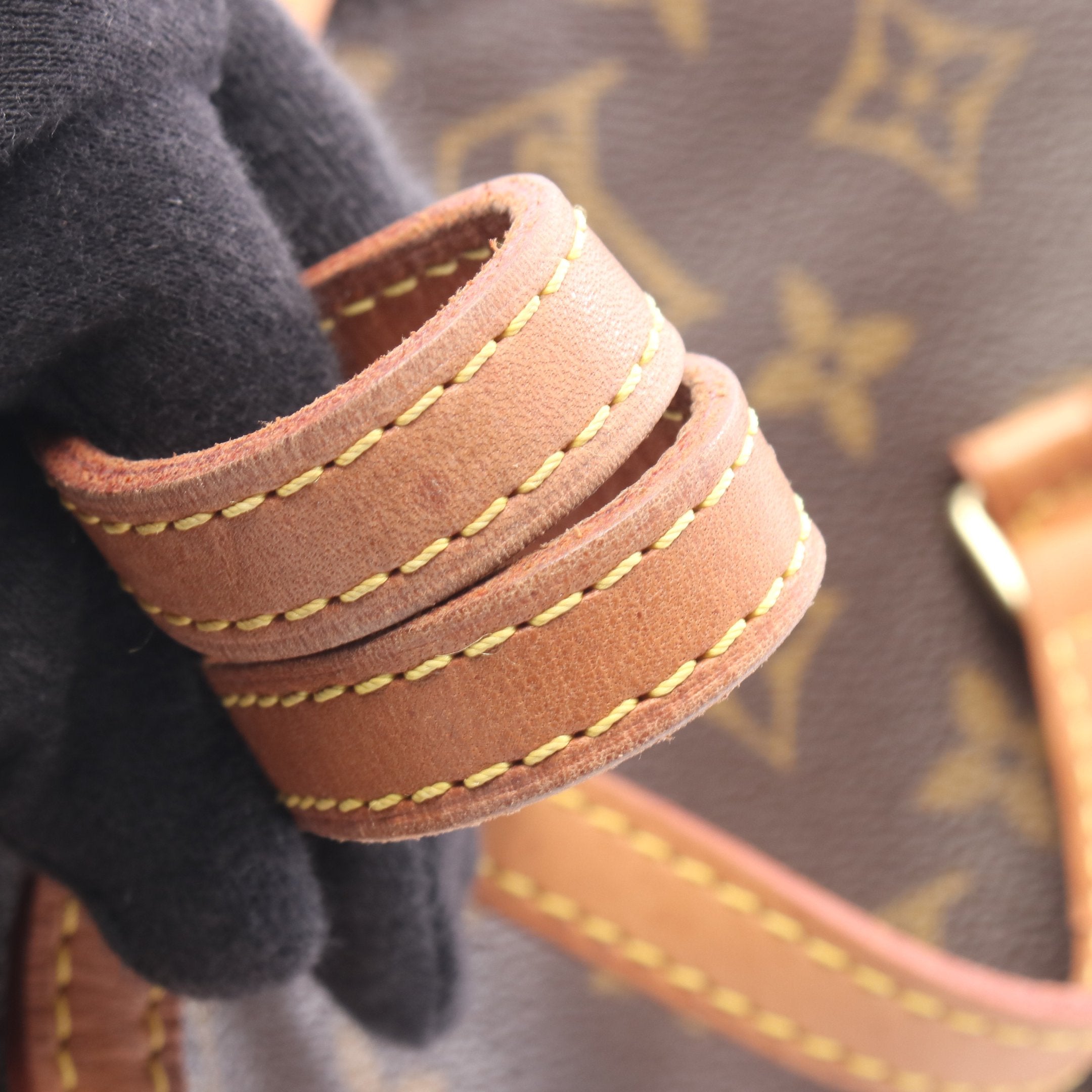 パピヨン30 モノグラム ハンドバッグ PVC レザー ブラウン ルイ