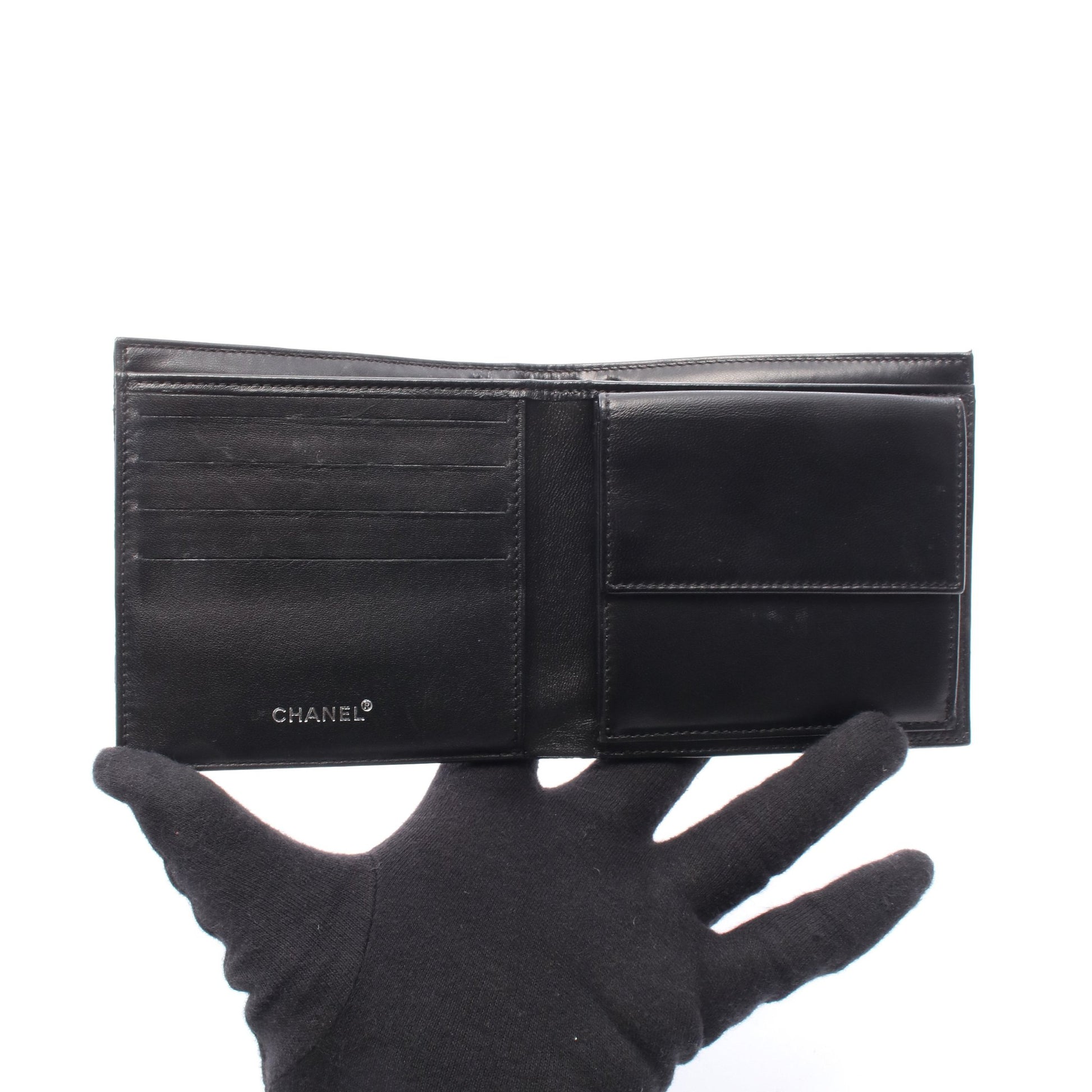 ニュートラベルライン 二つ折り財布 ナイロンキャンバス レザー ブラック シャネル 財布・小物 CHANEL