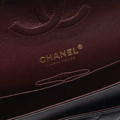 マトラッセ Wフラップ Wチェーンショルダーバッグ ラムスキン ブラック ゴールド金具 シャネル バッグ CHANEL