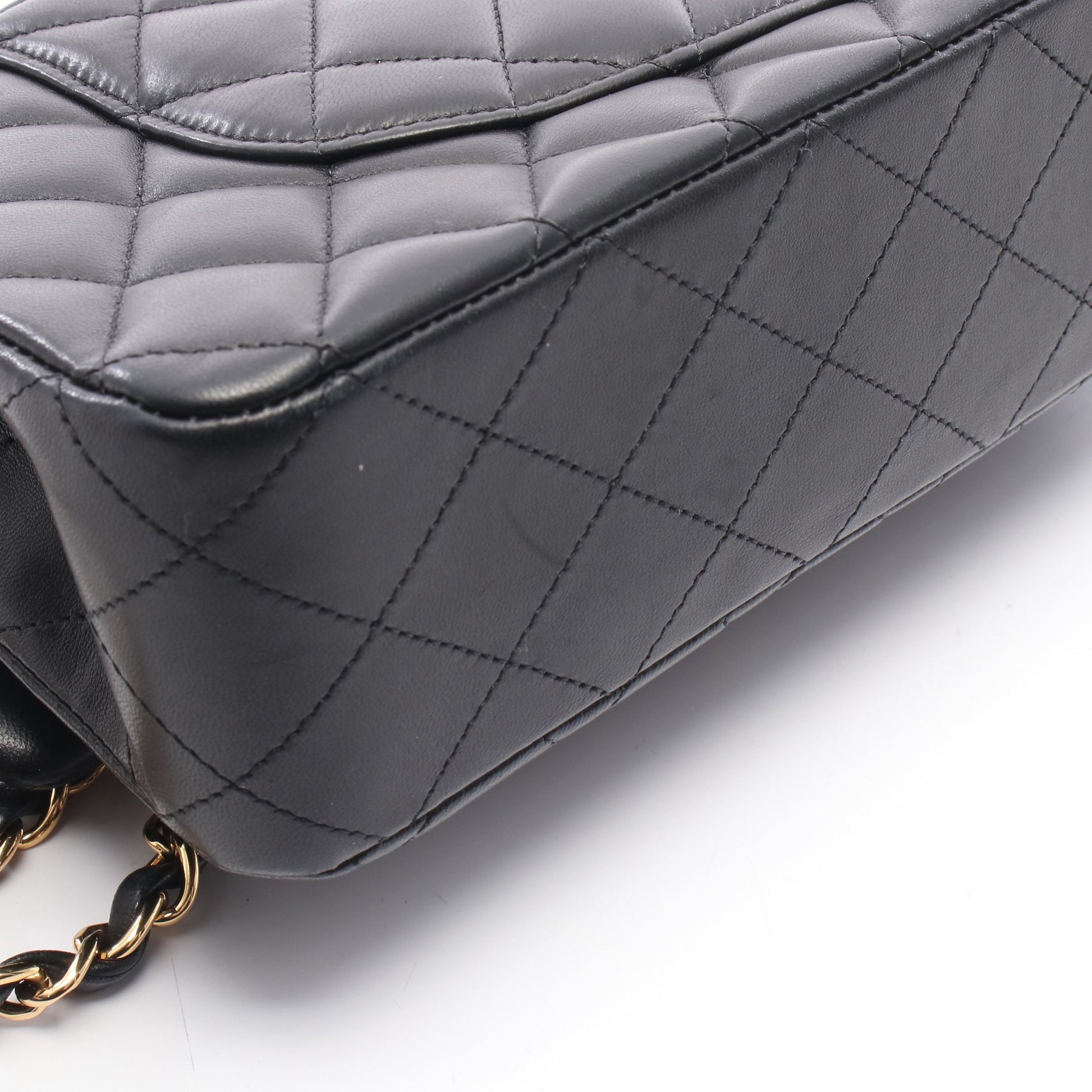 マトラッセ Wフラップ Wチェーンショルダーバッグ ラムスキン ブラック ゴールド金具 シャネル バッグ CHANEL
