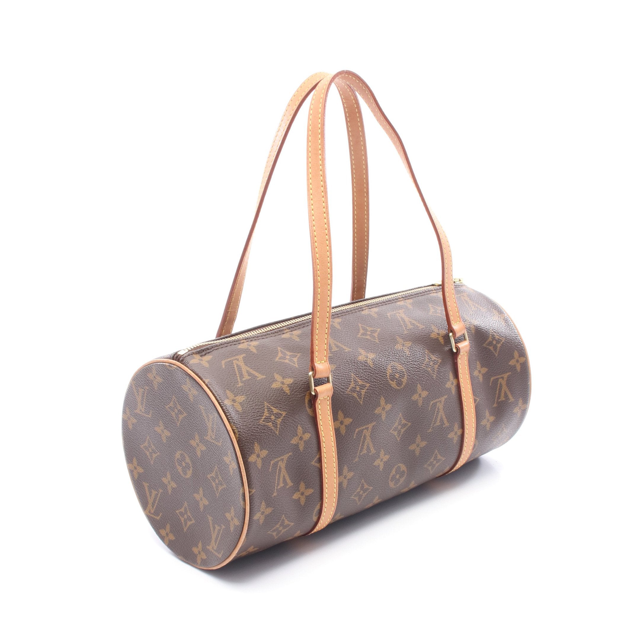 パピヨン30 モノグラム ハンドバッグ PVC レザー ブラウン ルイ