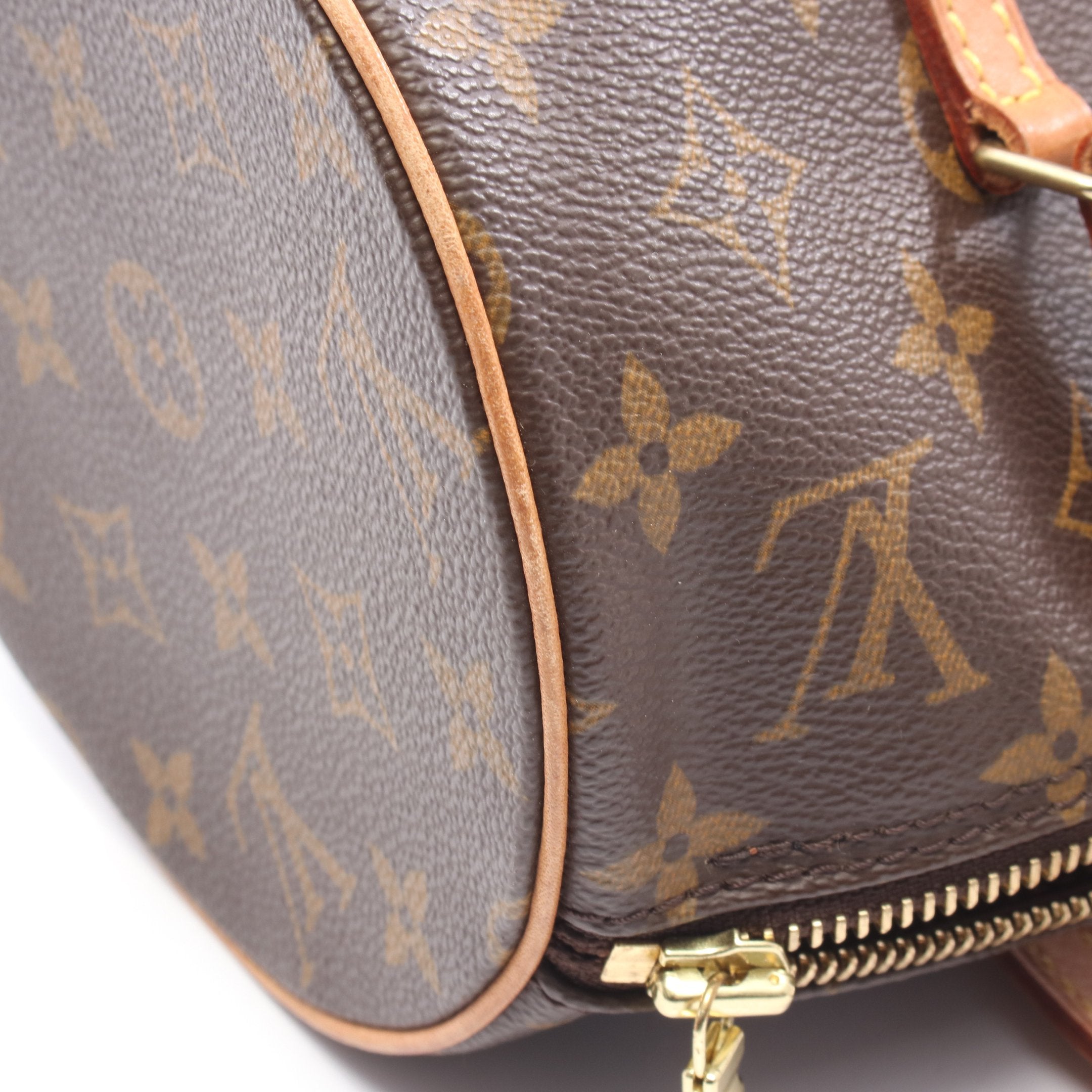 パピヨン30 モノグラム ハンドバッグ PVC レザー ブラウン ルイ