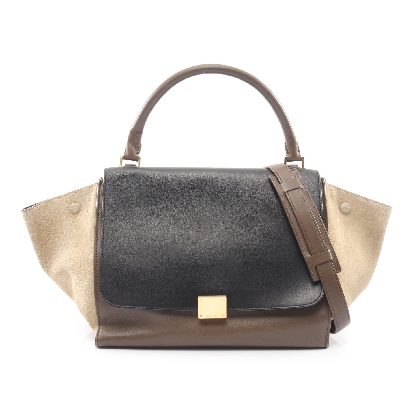 トラペーズ ミディアム ハンドバッグ レザー スエード グレーブラウン ブラック カーキブラウン 2WAY セリーヌ バッグ CELINE
