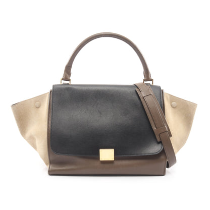 トラペーズ ミディアム ハンドバッグ レザー スエード グレーブラウン ブラック カーキブラウン 2WAY セリーヌ バッグ CELINE