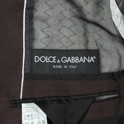 テーラードジャケット シルク リネン ダークブラウン ドルチェアンドガッバーナ アウター DOLCE&GABBANA