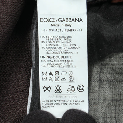 テーラードジャケット シルク リネン ダークブラウン ドルチェアンドガッバーナ アウター DOLCE&GABBANA