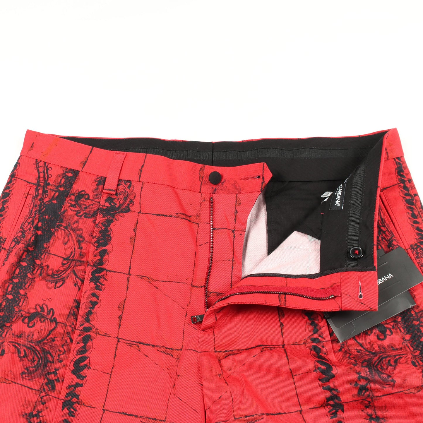 パンツ 総柄 コットン レッド ブラック ドルチェアンドガッバーナ ボトムス DOLCE&GABBANA