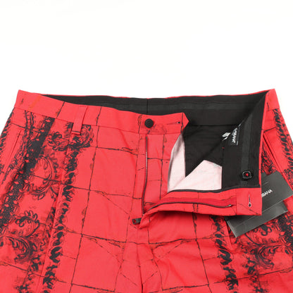 パンツ 総柄 コットン レッド ブラック ドルチェアンドガッバーナ ボトムス DOLCE&GABBANA