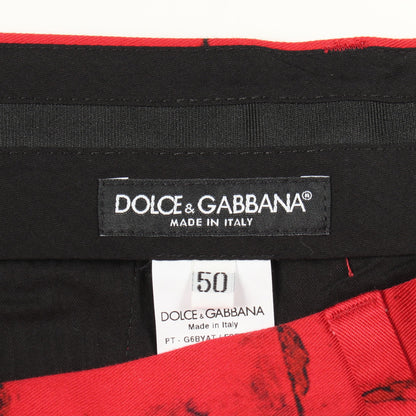 パンツ 総柄 コットン レッド ブラック ドルチェアンドガッバーナ ボトムス DOLCE&GABBANA