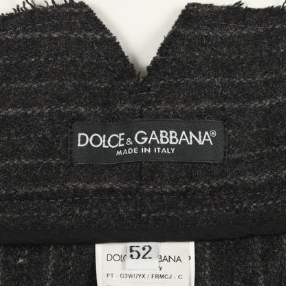 クロップド パンツ ストライプ ウール ダークグレー ドルチェアンドガッバーナ ボトムス DOLCE&GABBANA