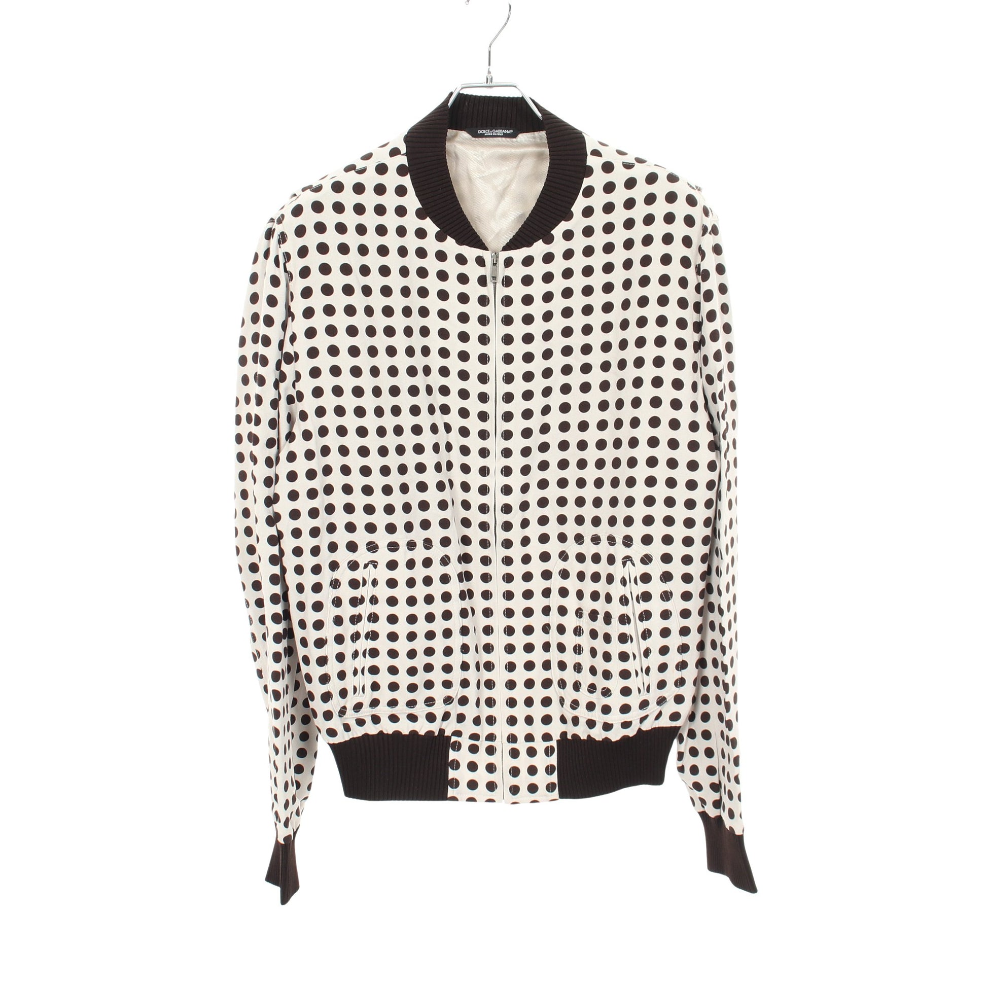 ブルゾン ドット レーヨン コットン シルク オフホワイト ダークブラウン ドルチェアンドガッバーナ アウター DOLCE&GABBANA