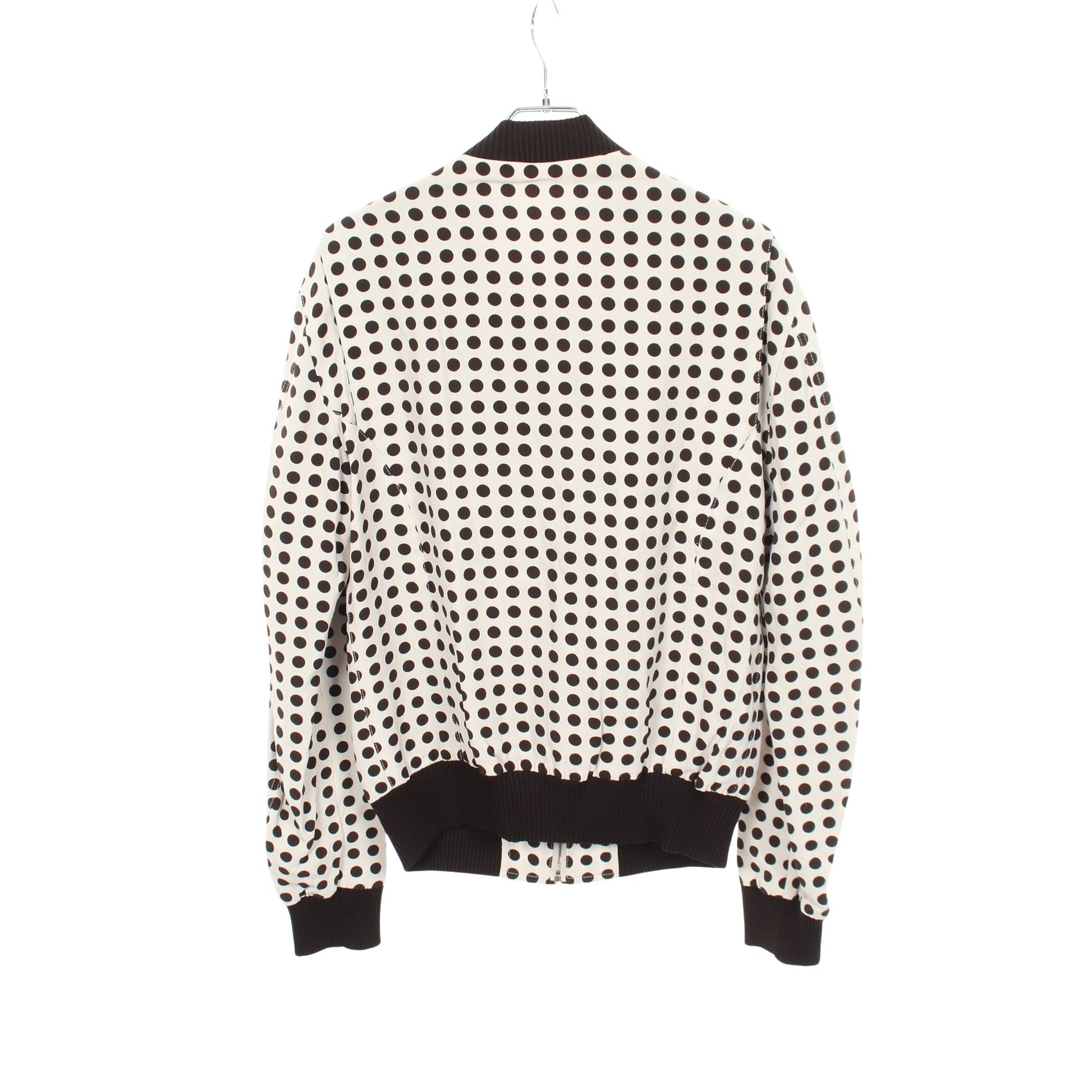 ブルゾン ドット レーヨン コットン シルク オフホワイト ダークブラウン ドルチェアンドガッバーナ アウター DOLCE&GABBANA