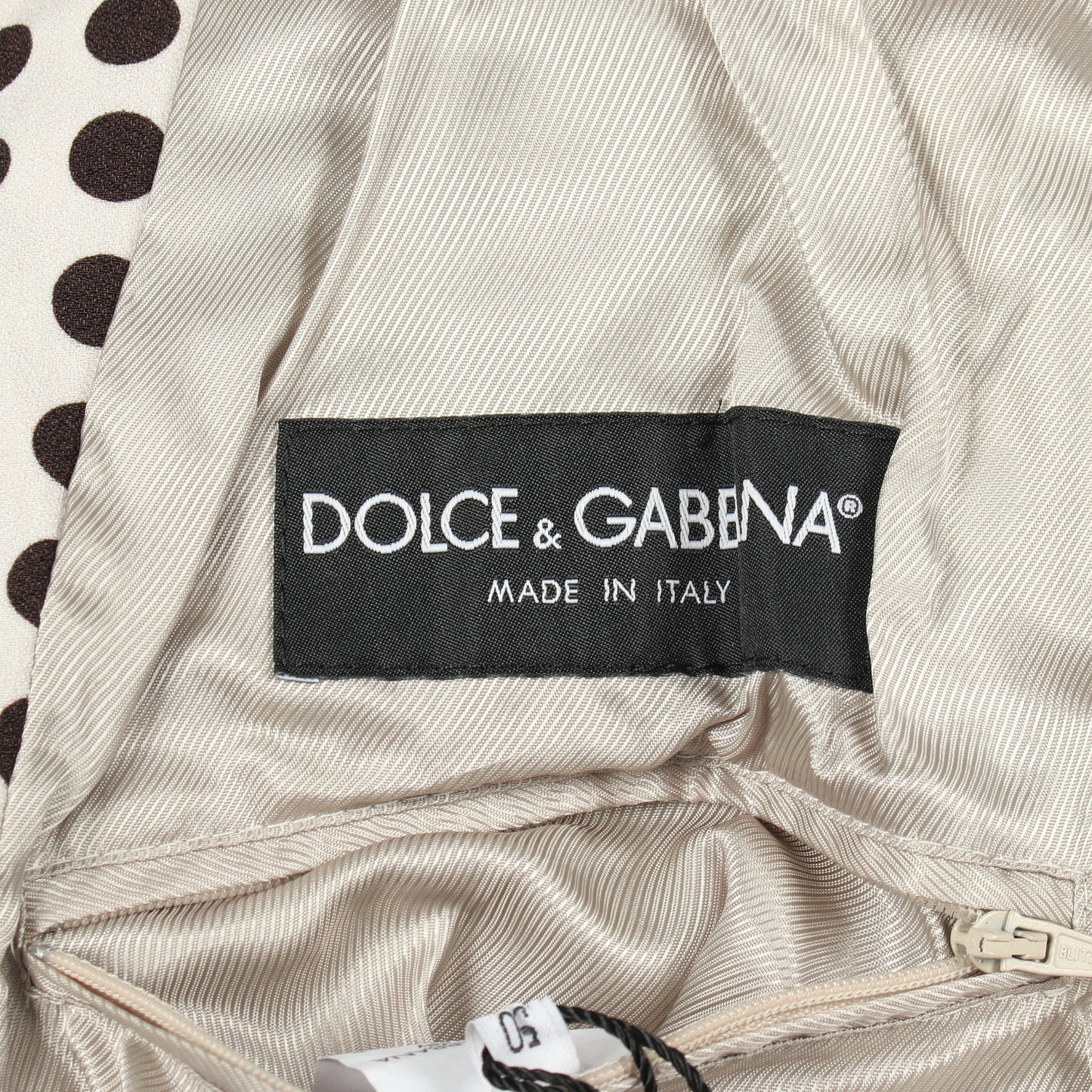 ブルゾン ドット レーヨン コットン シルク オフホワイト ダークブラウン ドルチェアンドガッバーナ アウター DOLCE&GABBANA
