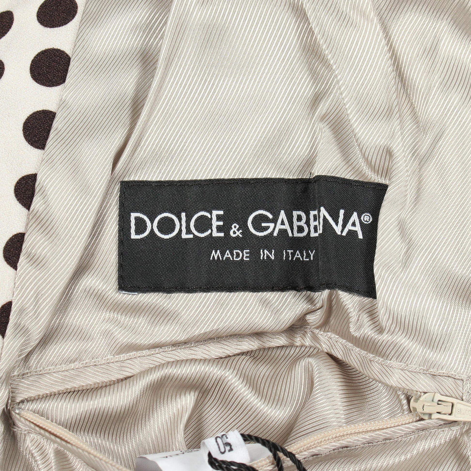 ブルゾン ドット レーヨン コットン シルク オフホワイト ダークブラウン ドルチェアンドガッバーナ アウター DOLCE&GABBANA