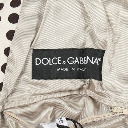 ブルゾン ドット レーヨン コットン シルク オフホワイト ダークブラウン ドルチェアンドガッバーナ アウター DOLCE&GABBANA