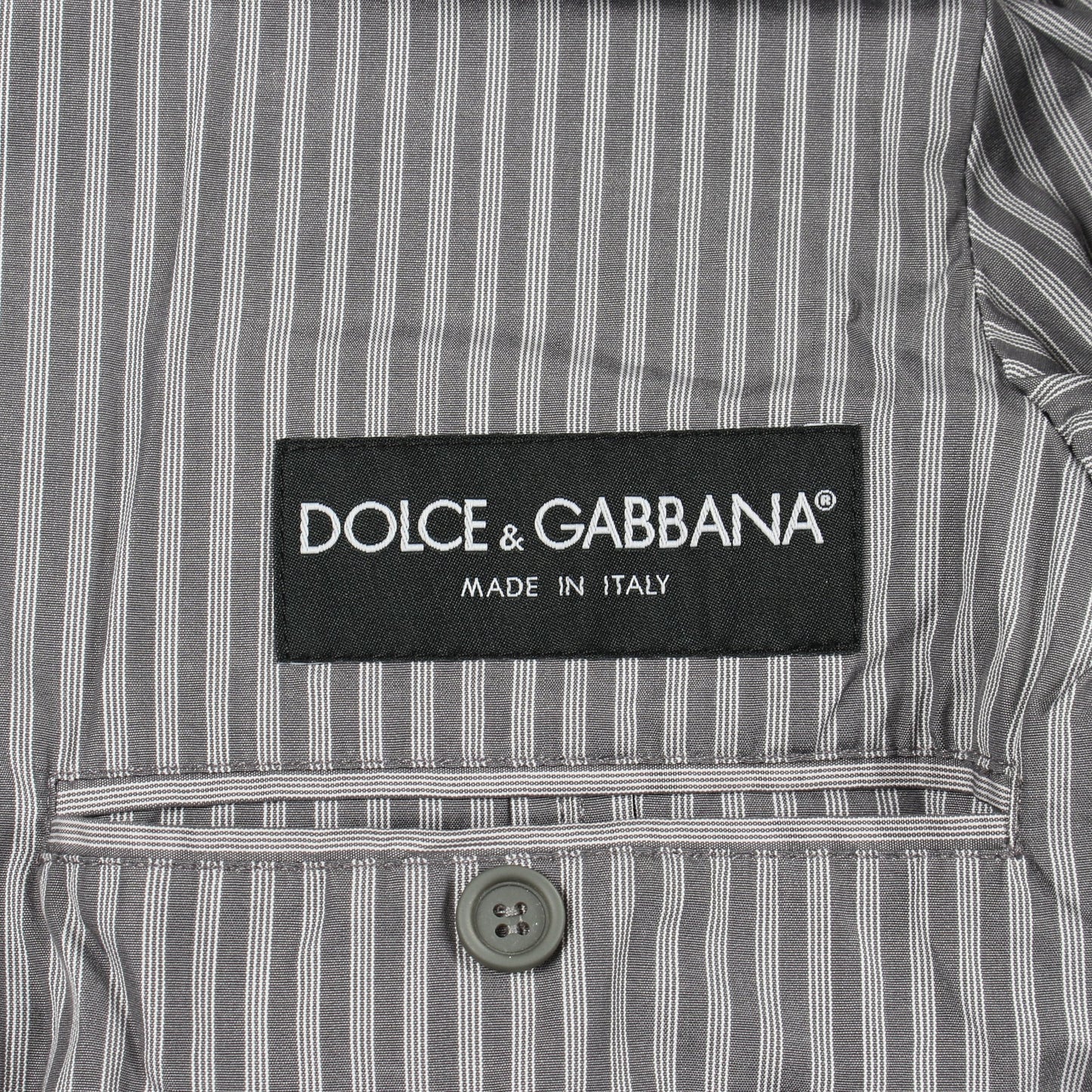 シャツ ジャケット スタンドカラー ストライプ コットン グレー ドルチェアンドガッバーナ アウター DOLCE&GABBANA