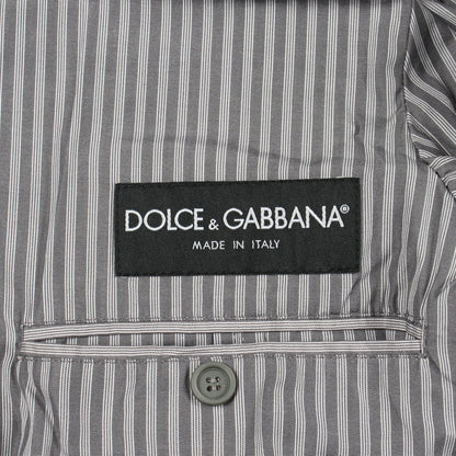 シャツ ジャケット スタンドカラー ストライプ コットン グレー ドルチェアンドガッバーナ アウター DOLCE&GABBANA
