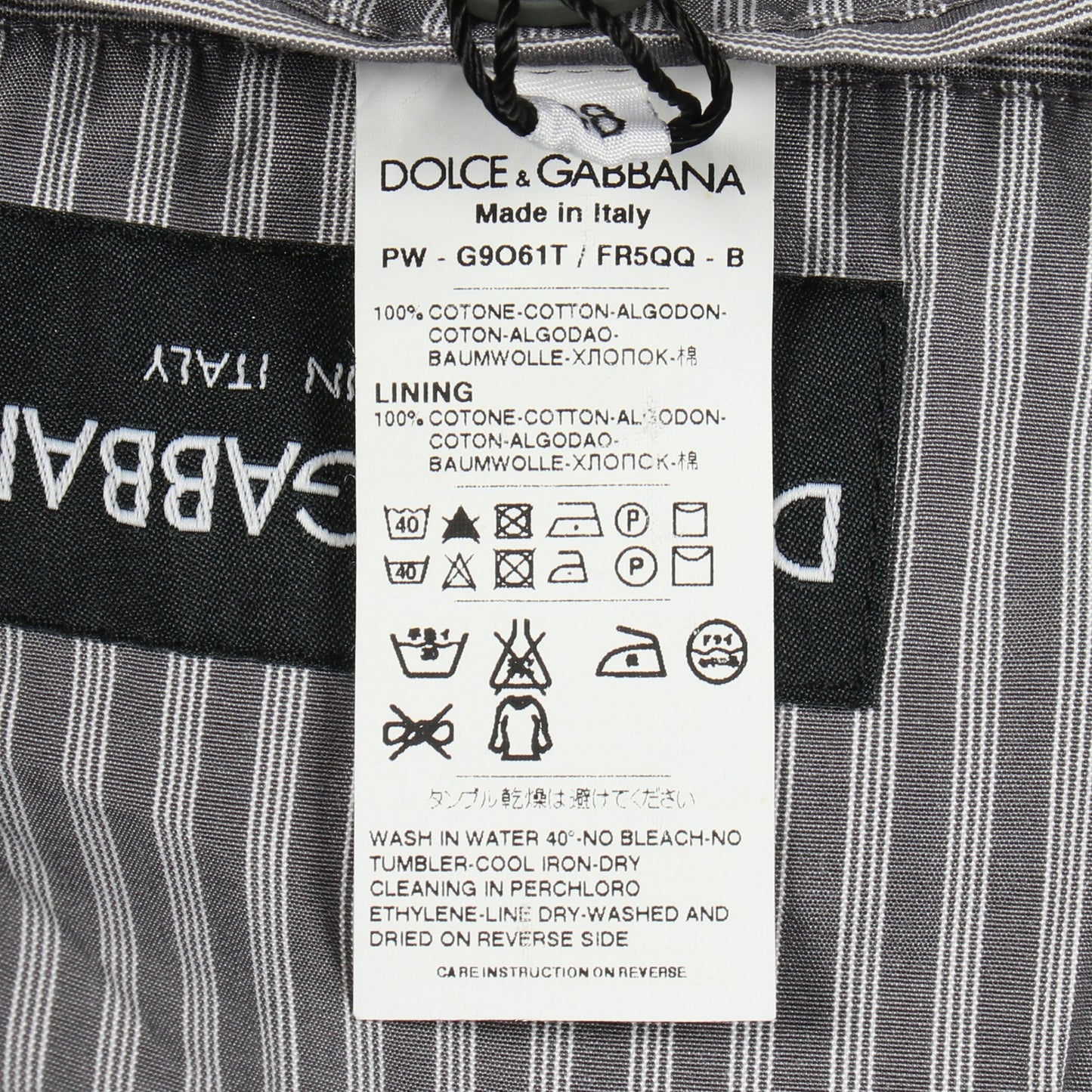 シャツ ジャケット スタンドカラー ストライプ コットン グレー ドルチェアンドガッバーナ アウター DOLCE&GABBANA