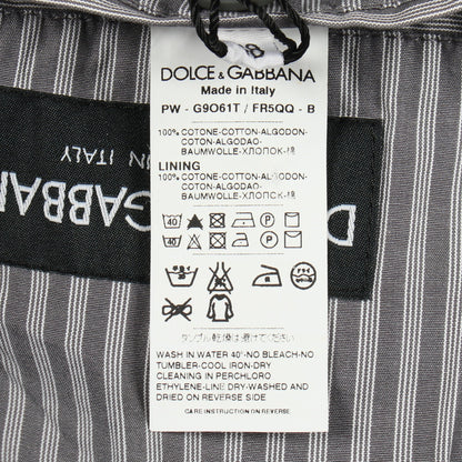 シャツ ジャケット スタンドカラー ストライプ コットン グレー ドルチェアンドガッバーナ アウター DOLCE&GABBANA