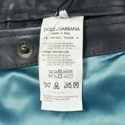 レザージャケット レザー ブルーグリーン ブラック ドルチェアンドガッバーナ アウター DOLCE&GABBANA