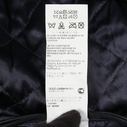 ジャケット 刺繍 レザー ダークネイビー マルチカラー フード付き ドルチェアンドガッバーナ アウター DOLCE&GABBANA