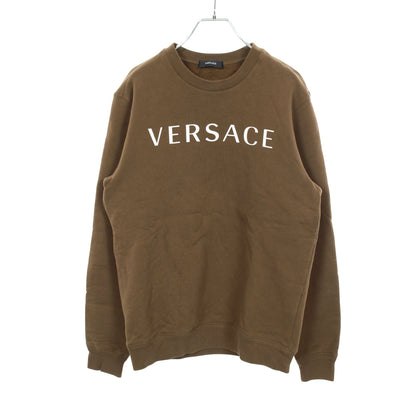スウェットシャツ クルーネック ロゴプリント コットン カーキブラウン ヴェルサーチ トップス Versace