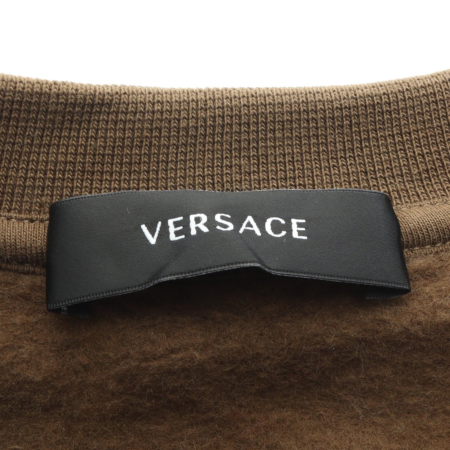スウェットシャツ クルーネック ロゴプリント コットン カーキブラウン ヴェルサーチ トップス Versace