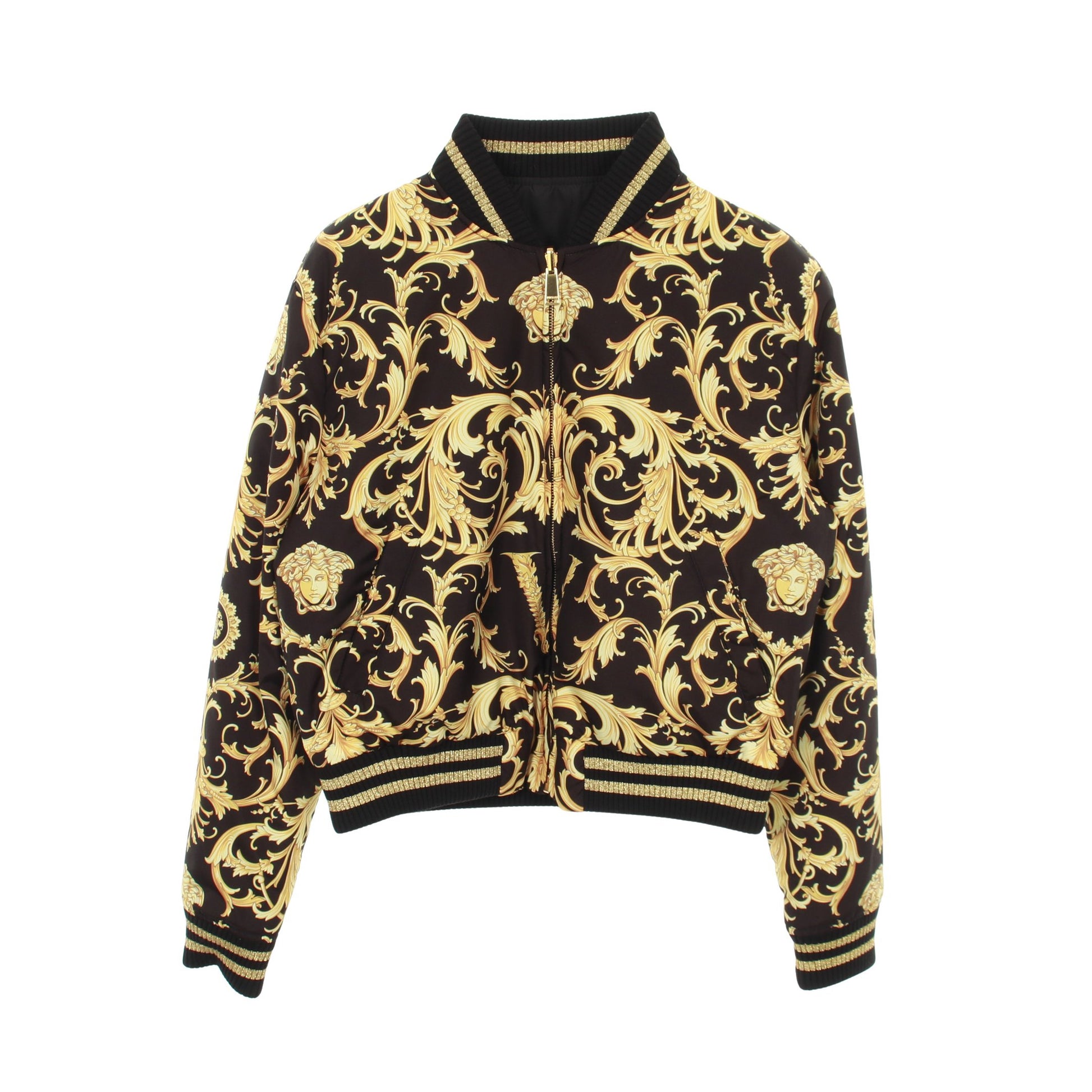 ジップアップ ブルゾン ブラック イエロー リバーシブル 中綿 ヴェルサーチ アウター Versace