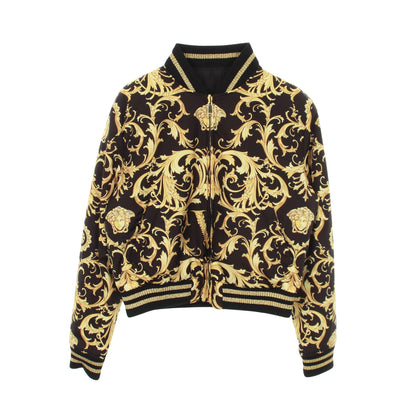 ジップアップ ブルゾン ブラック イエロー リバーシブル 中綿 ヴェルサーチ アウター Versace