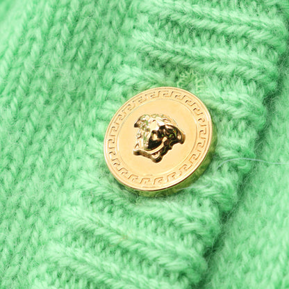 メデューサボタン カーディガン Vネック カシミヤ ライトグリーン ヴェルサーチ トップス Versace