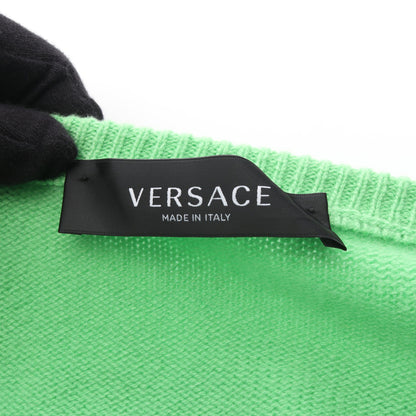 メデューサボタン カーディガン Vネック カシミヤ ライトグリーン ヴェルサーチ トップス Versace