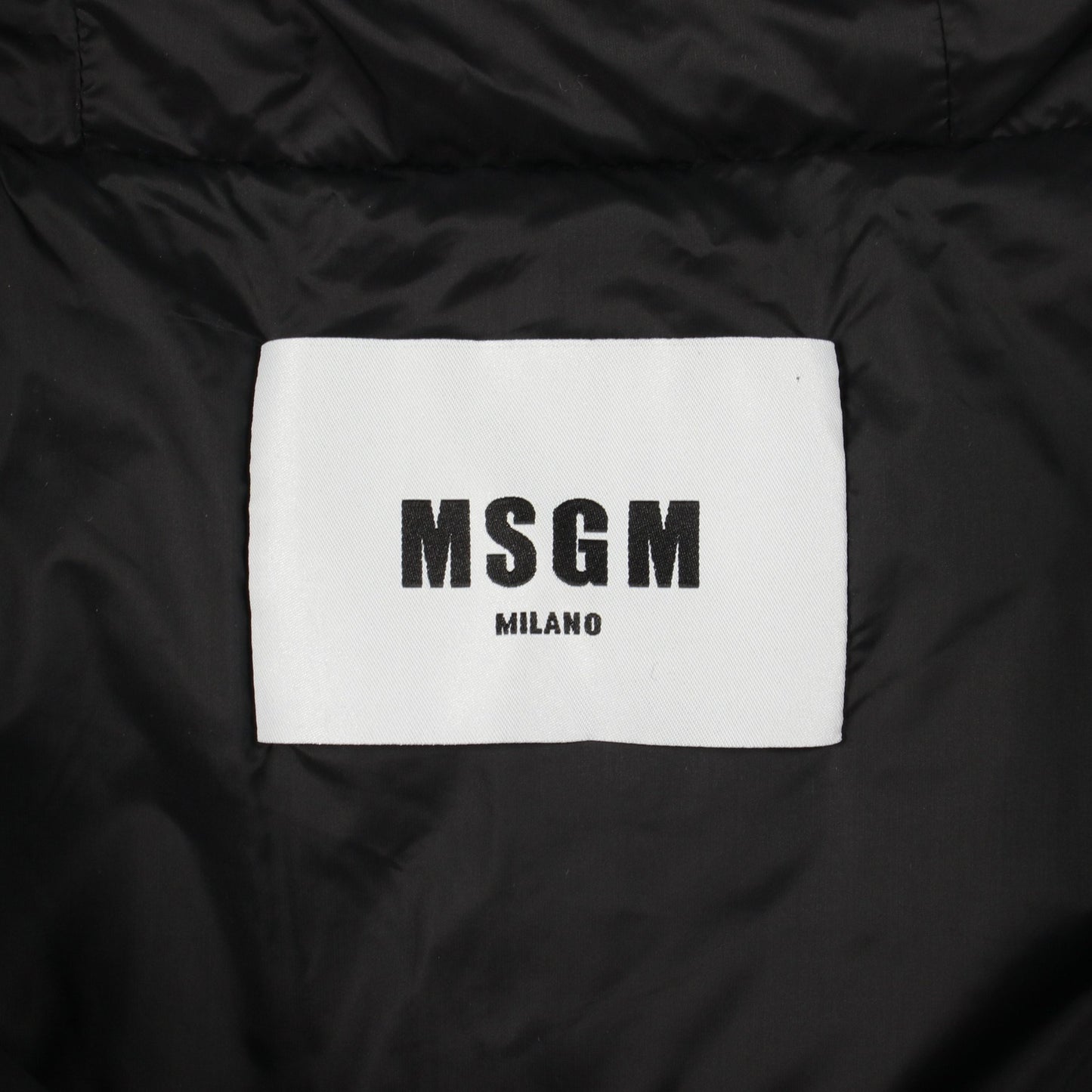 ダウンジャケット 総柄 ナイロン ブラック フード付き エムエスジーエム