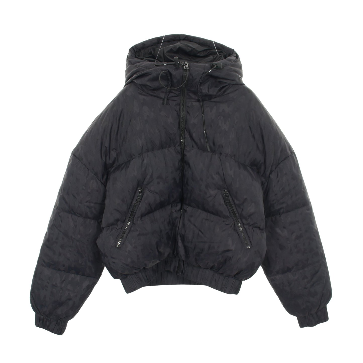ダウンジャケット 総柄 ナイロン ブラック フード付き エムエスジーエム
