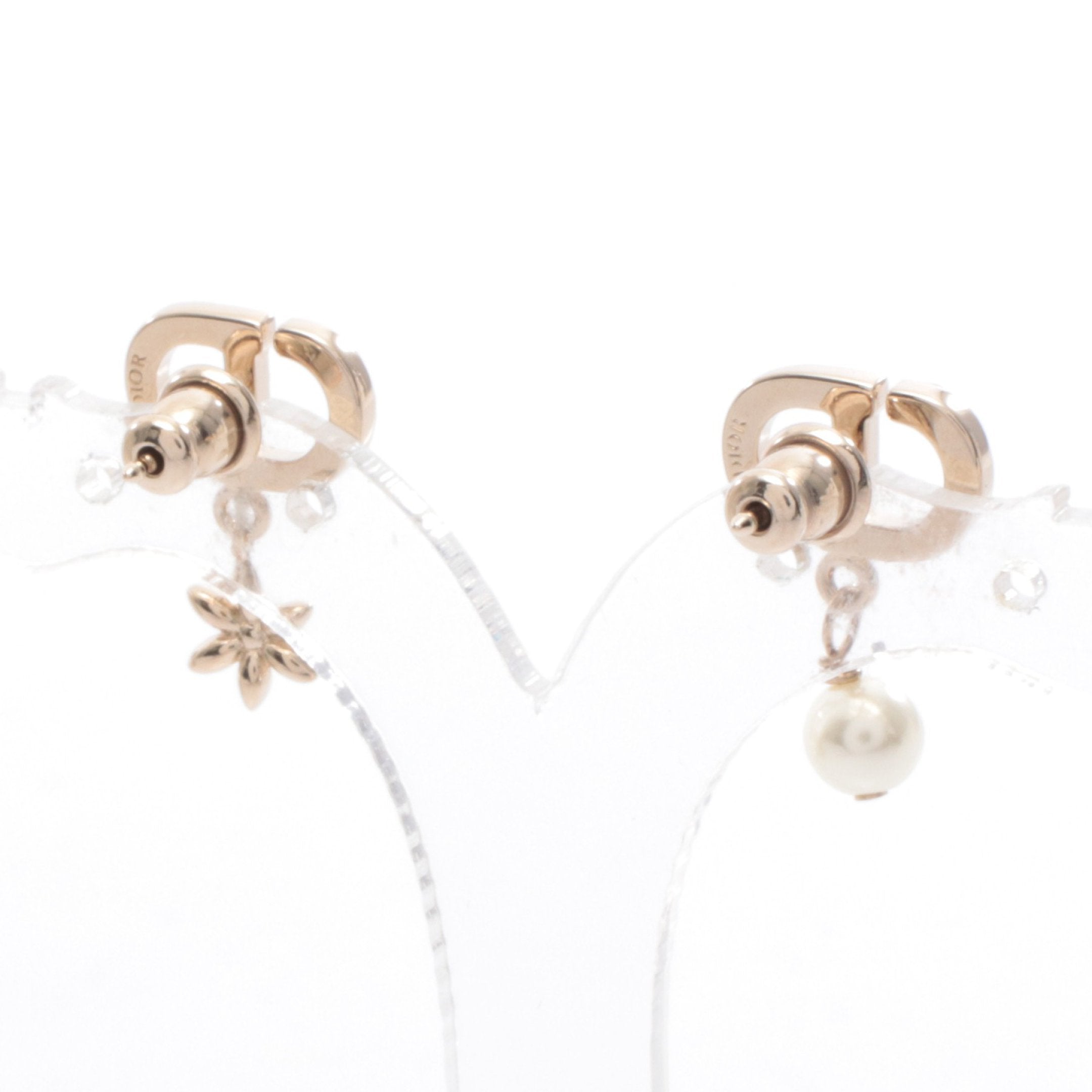 CDロゴ ピアス GP ラインストーン ゴールド クリア クリスチャン