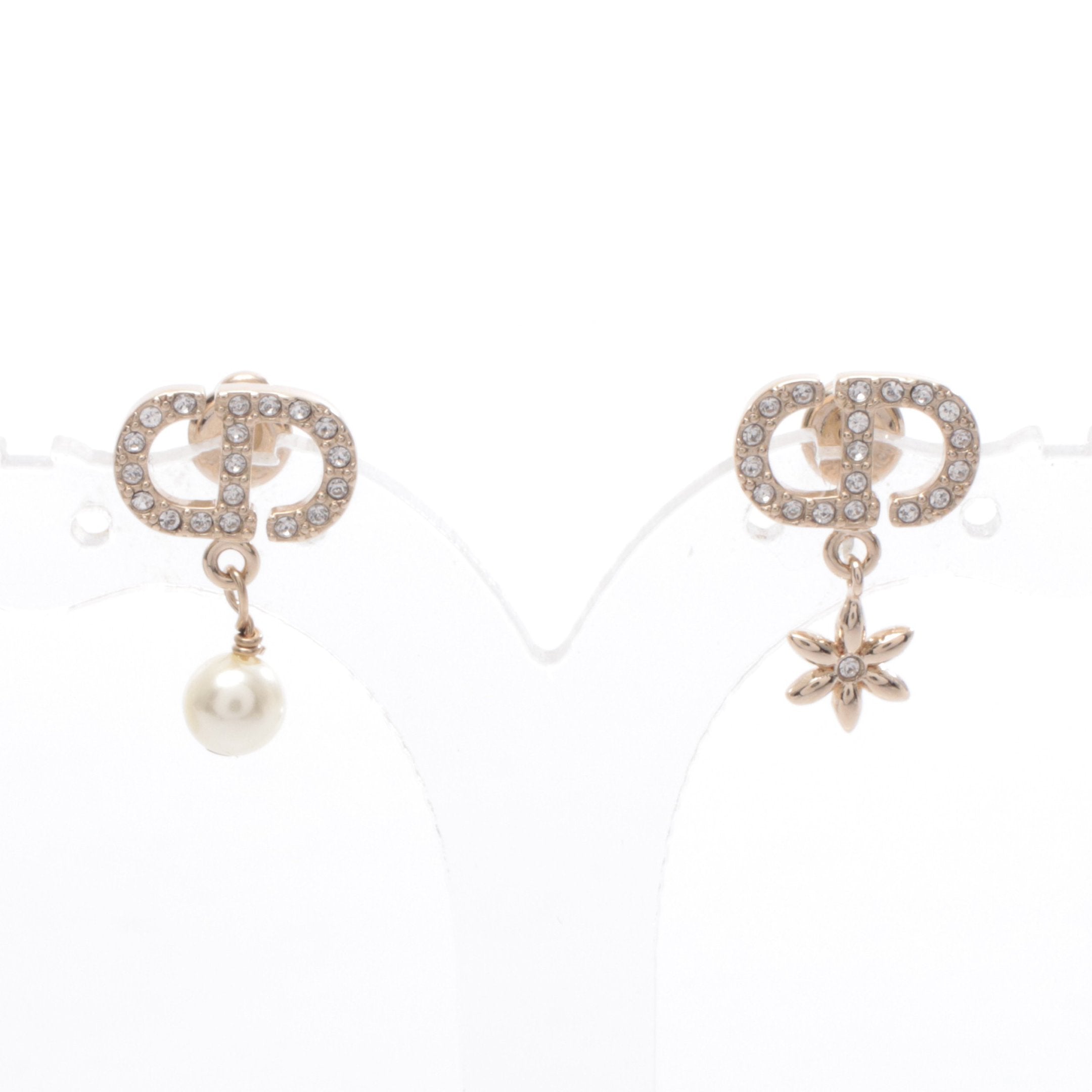 CDロゴ ピアス GP ラインストーン ゴールド クリア クリスチャン