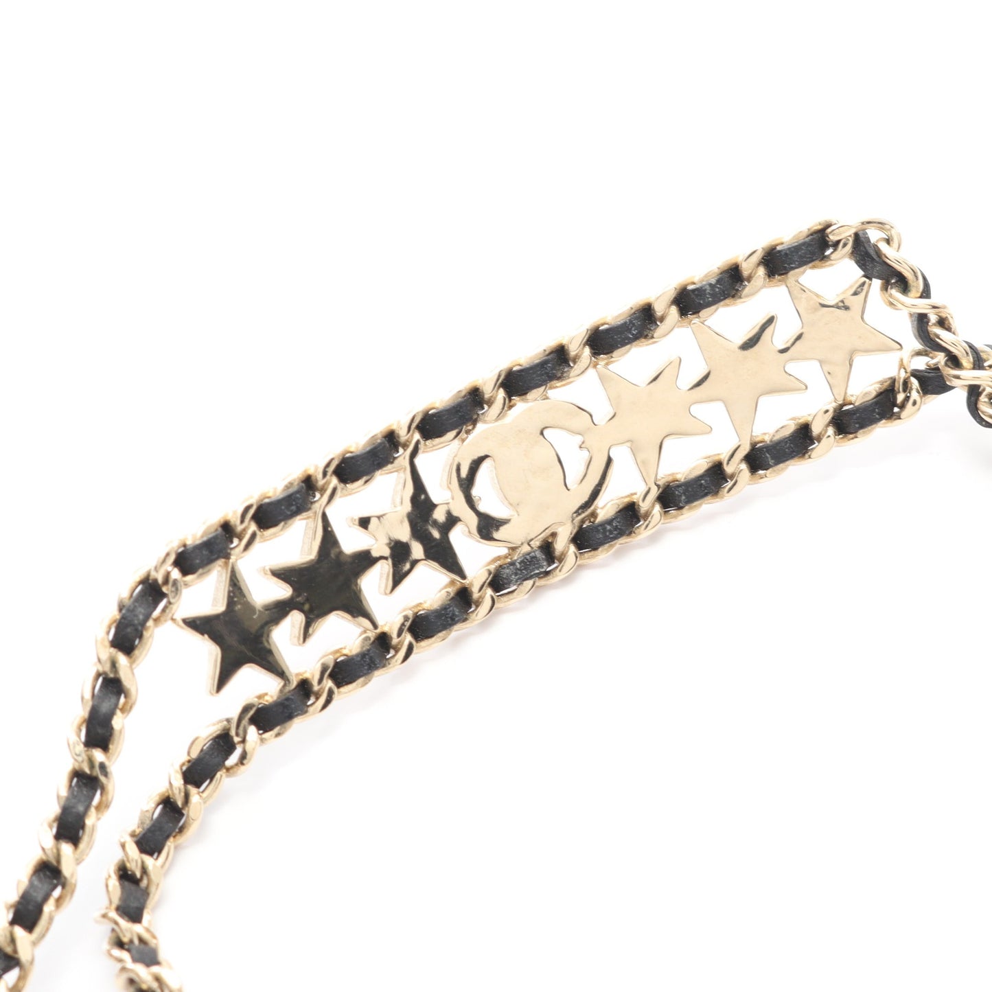 ココマーク スター チョーカー GP レザー ラインストーン ゴールド ブラック クリア B23C シャネル アクセサリー CHANEL