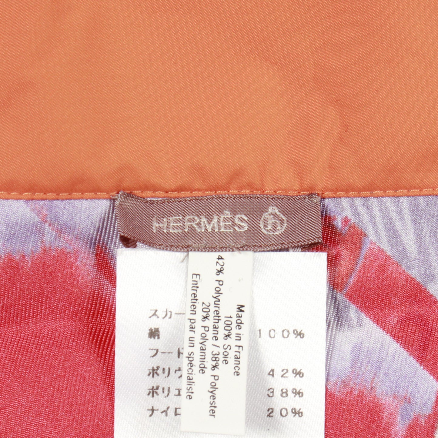 PHOTO FINISH ショール シルク オレンジ グリーン マルチカラー エルメス 財布・小物 HERMES