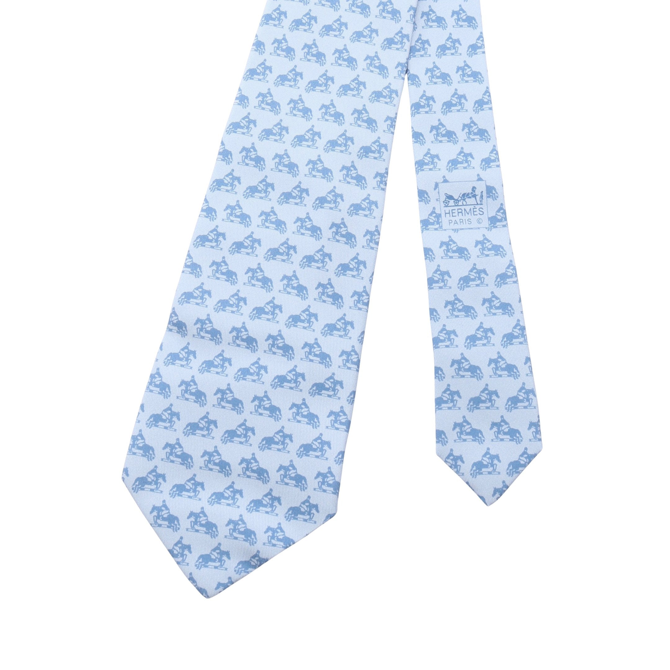 ネクタイ 馬柄 シルク ライトブルー エルメス – RECLO