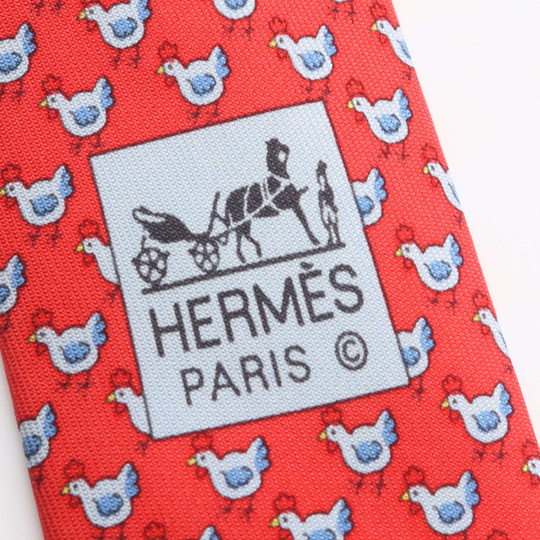 ネクタイ 総柄 シルク レッド ライトブルー エルメス – RECLO