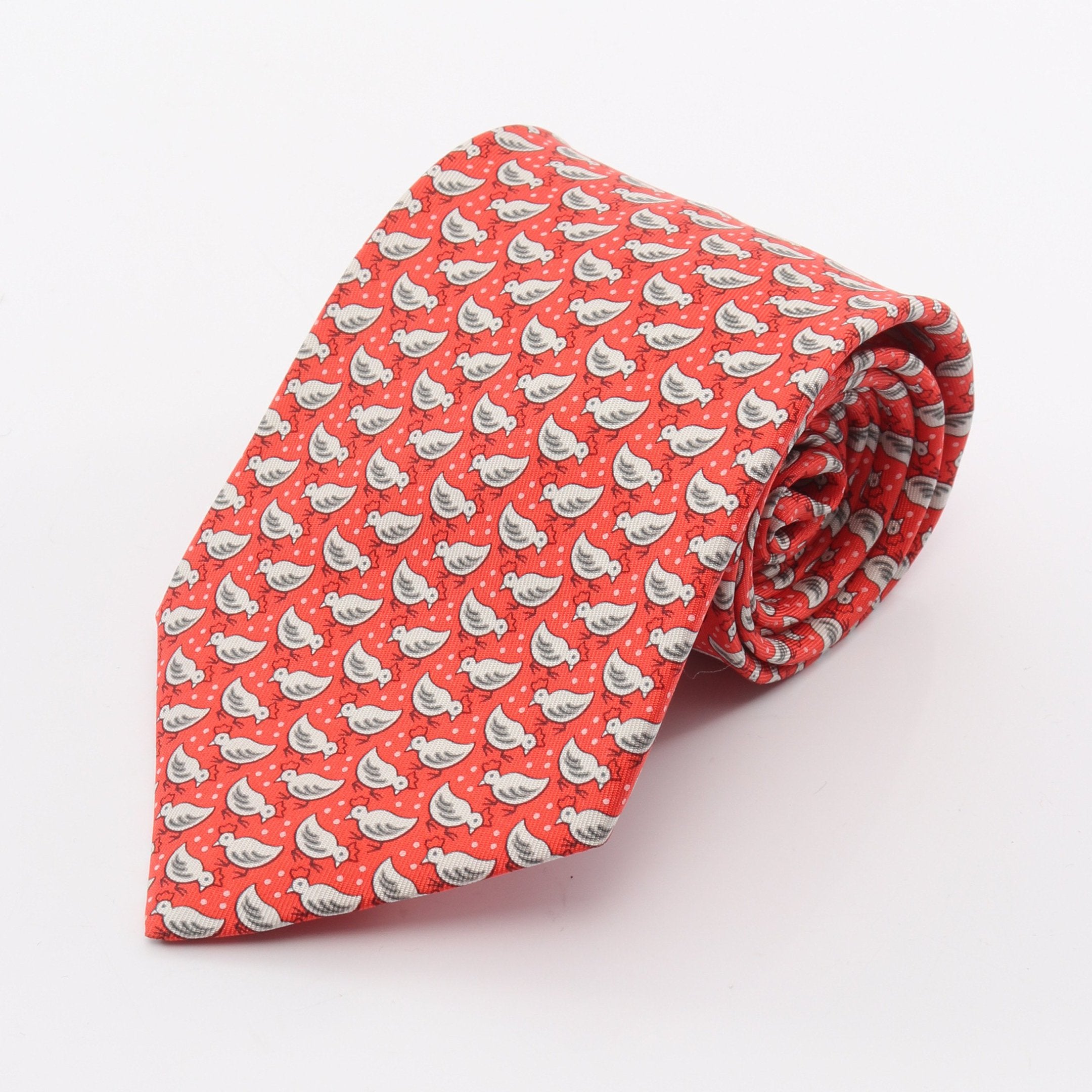 ネクタイ ニワトリ柄 シルク レッド エルメス – RECLO