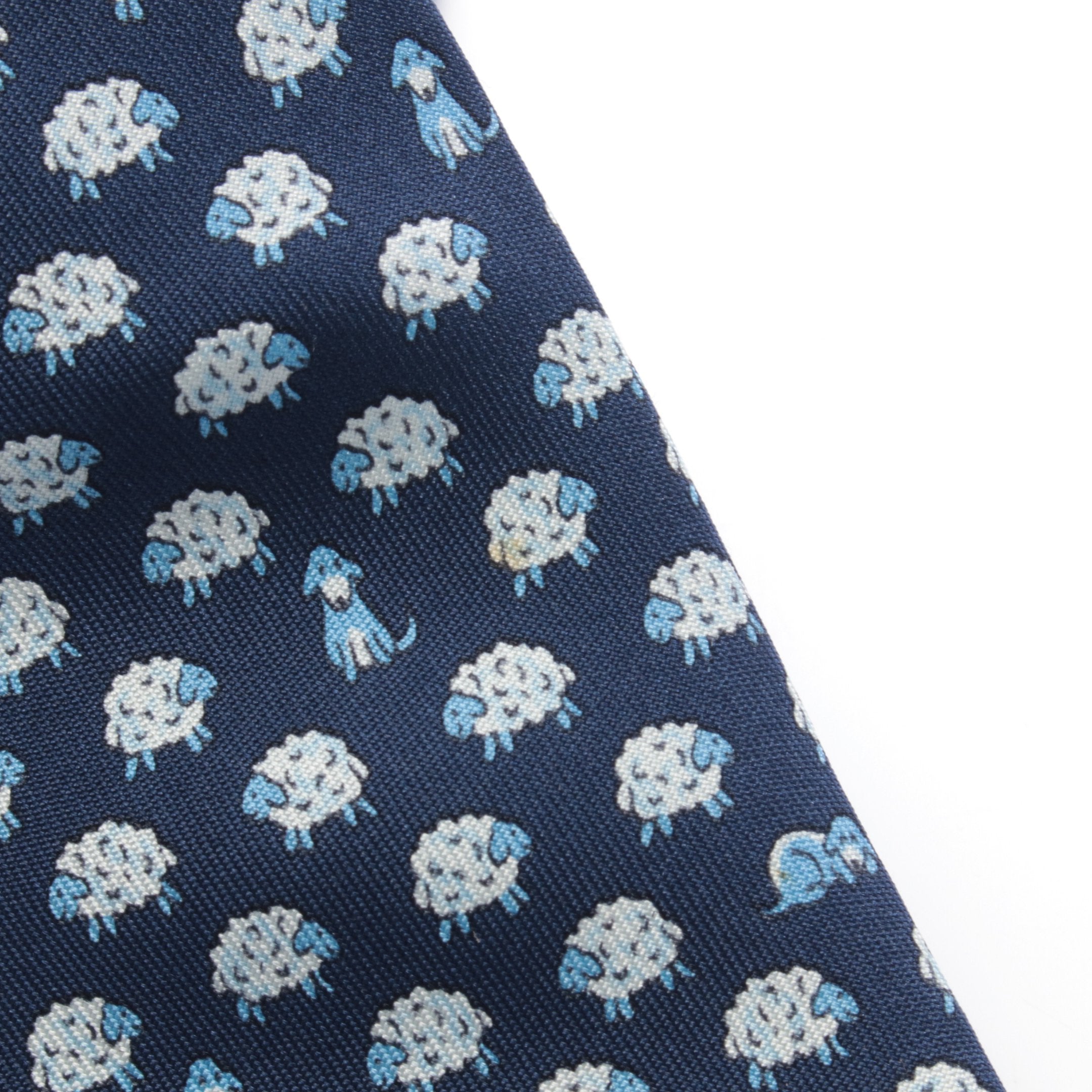 ネクタイ ヒツジ柄 シルク ネイビー ライトブルー エルメス – RECLO